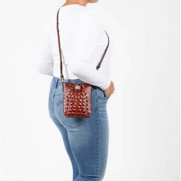 NWT BRAHMIN MARLEY CROSSBODY CROC-EMBOSSED GENUINE LEATHER IN ROSE OMBRE HANDBAG - Picture 13 of 13